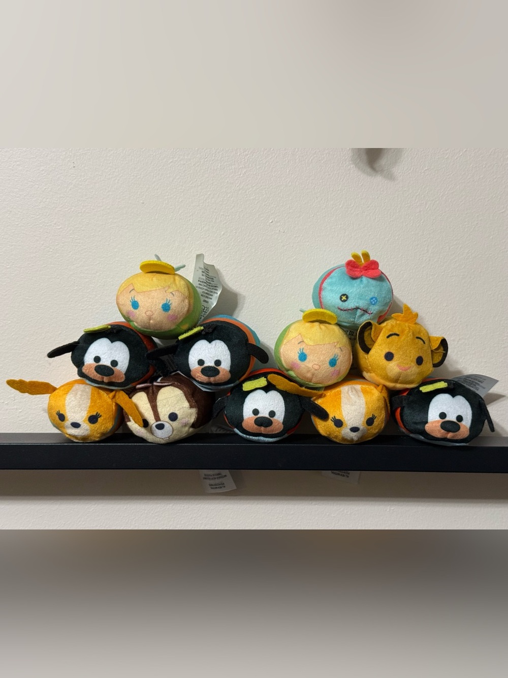 Disney Tsum Tsum Plush Lot 11 Goofy Lady Chip Tinker Bell Simba Scrump